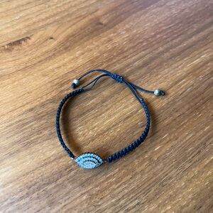 Black Braided Bracelet with Beaded Eye Design